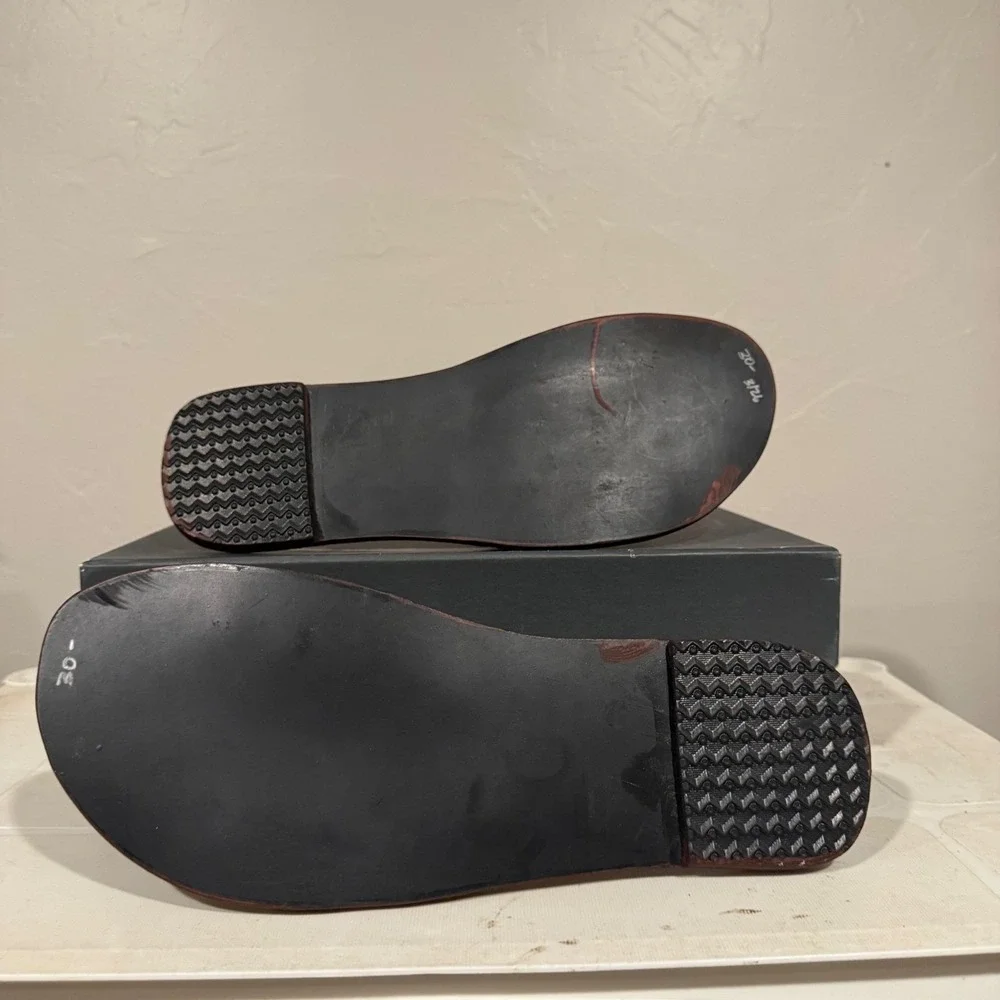 Gucci Slide Sandals Women 45 Brown‎ Excellent Studded Medusa Coin Leather Italy
